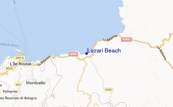 mapa de localização de Lozari Beach