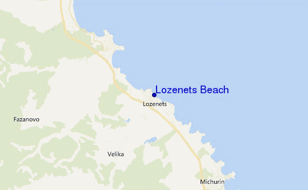 mapa de localização de Lozenets Beach