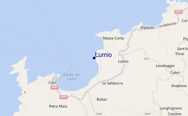 mapa de localização de Lumio