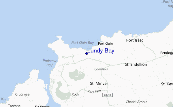 mapa de localização de Lundy Bay