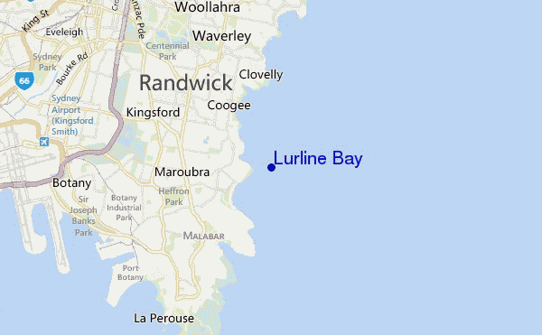 mapa de localização de Lurline Bay