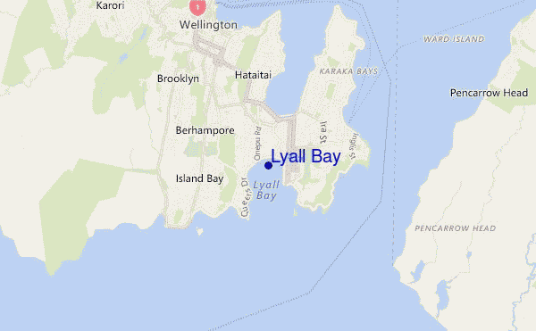 mapa de localização de Lyall Bay