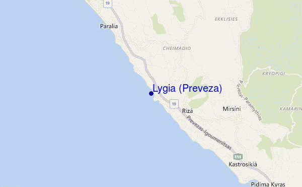 mapa de localização de Lygia (Preveza)