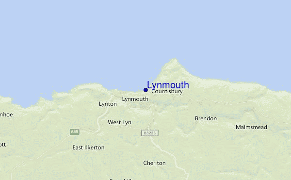mapa de localização de Lynmouth