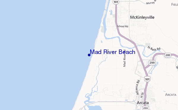 mapa de localização de Mad River Beach