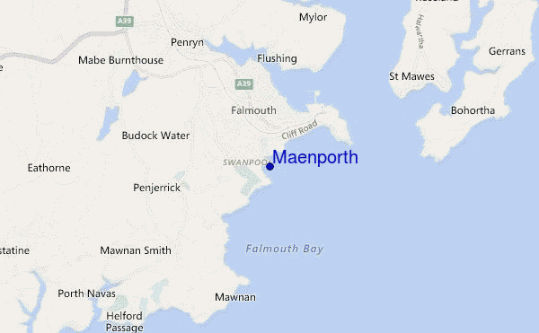 mapa de localização de Maenporth