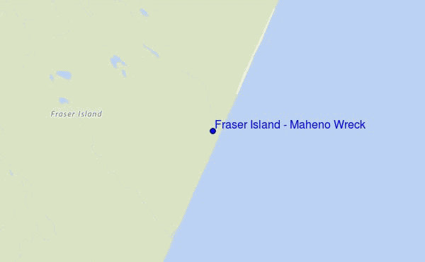 mapa de localização de Fraser Island - Maheno Wreck
