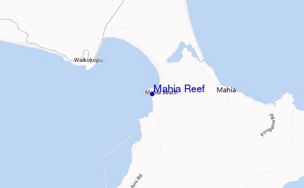 mapa de localização de Mahia Reef