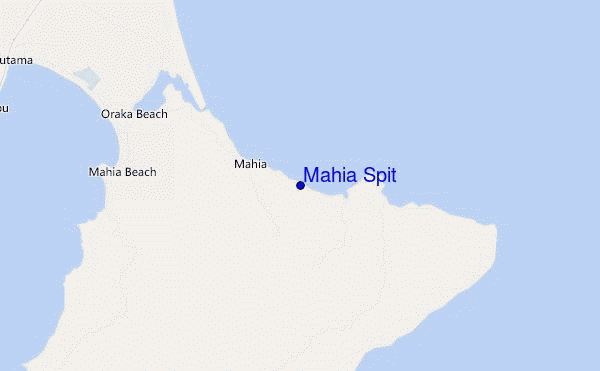 mapa de localização de Mahia Spit