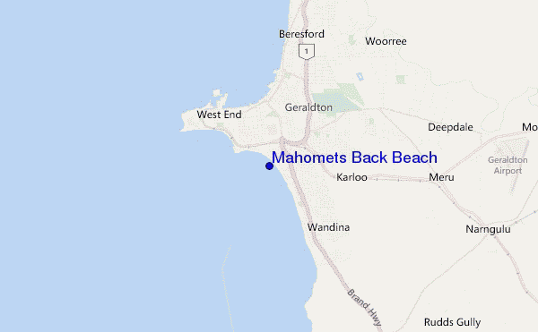 mapa de localização de Mahomets Back Beach