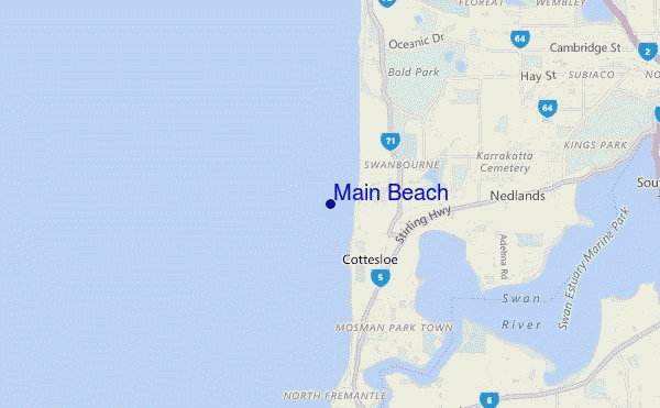mapa de localização de Main Beach