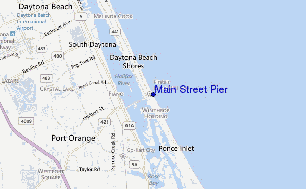 mapa de localização de Main Street Pier