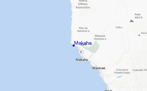 mapa de localização de Makaha