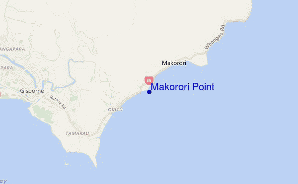 mapa de localização de Makorori Point