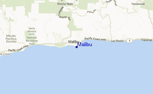 mapa de localização de Malibu