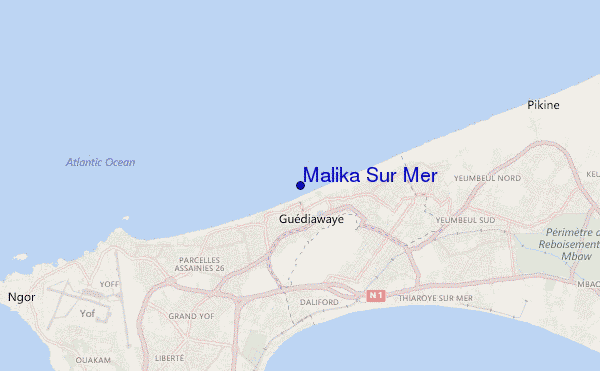 mapa de localização de Malika Sur Mer