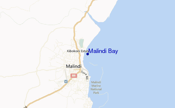 mapa de localização de Malindi Bay