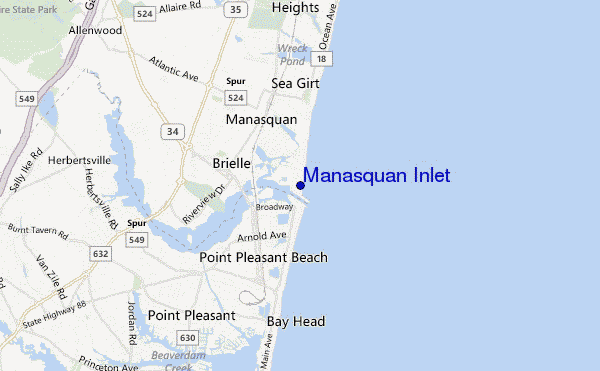mapa de localização de Manasquan Inlet