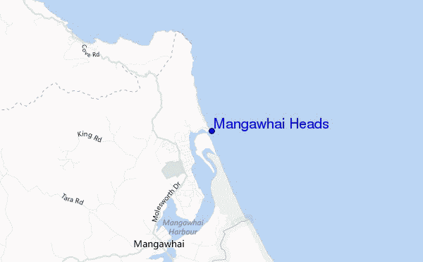 mapa de localização de Mangawhai Heads