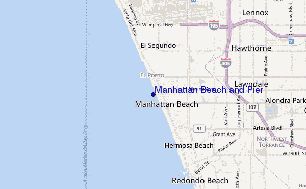 mapa de localização de Manhattan Beach and Pier