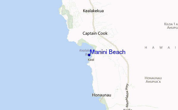 mapa de localização de Manini Beach