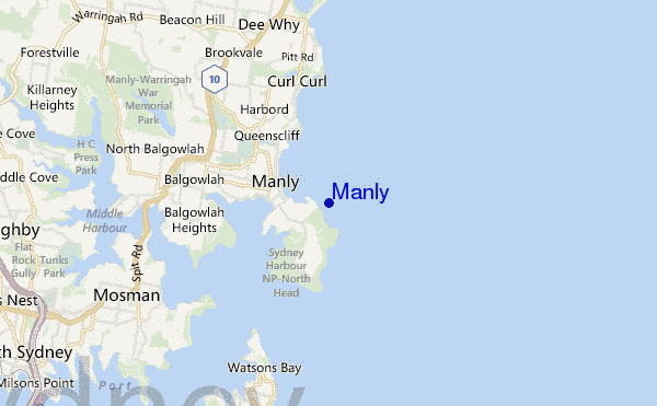 mapa de localização de Manly