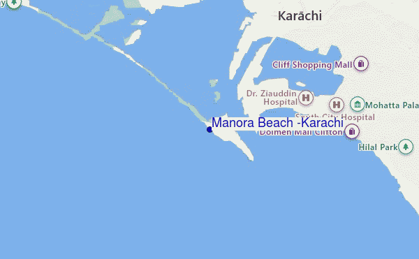 mapa de localização de Manora Beach (Karachi)