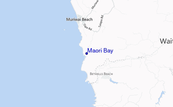 mapa de localização de Maori Bay