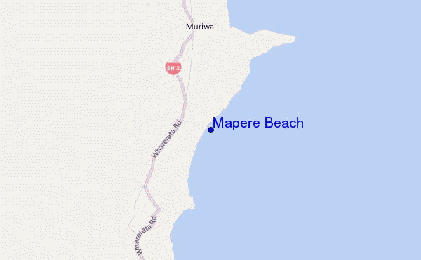 mapa de localização de Mapere Beach