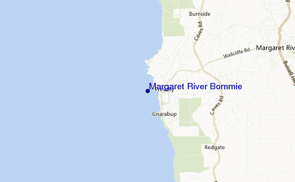 mapa de localização de Margaret River Bommie