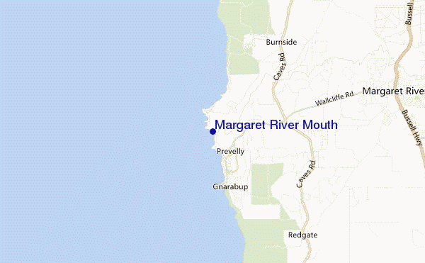 mapa de localização de Margaret River Mouth