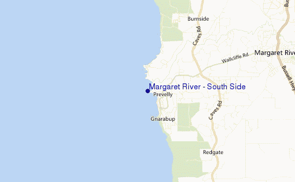 mapa de localização de Margaret River - South Side