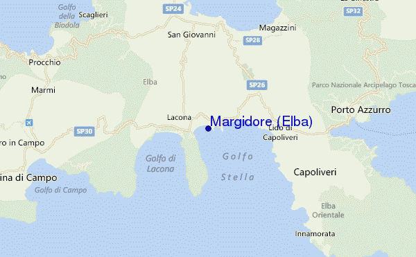 mapa de localização de Margidore (Elba)