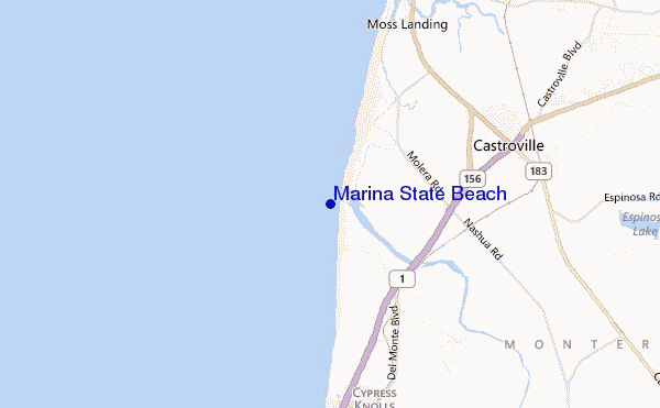 mapa de localização de Marina State Beach