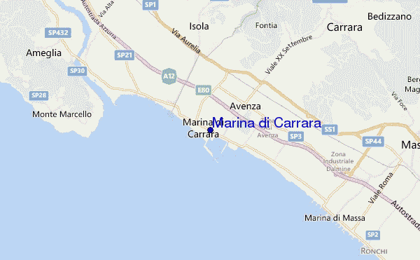 mapa de localização de Marina di Carrara