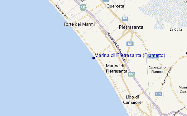 mapa de localização de Marina di Pietrasanta (Flumetto)