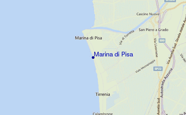 mapa de localização de Marina di Pisa