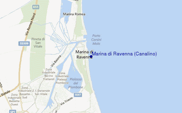 mapa de localização de Marina di Ravenna (Canalino)