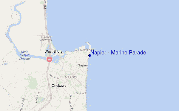 mapa de localização de Napier - Marine Parade