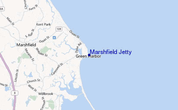 mapa de localização de Marshfield Jetty