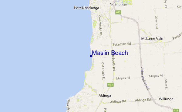 mapa de localização de Maslin Beach