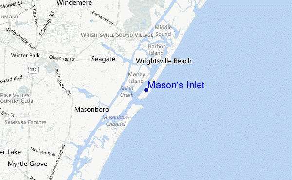 mapa de localização de Mason s Inlet