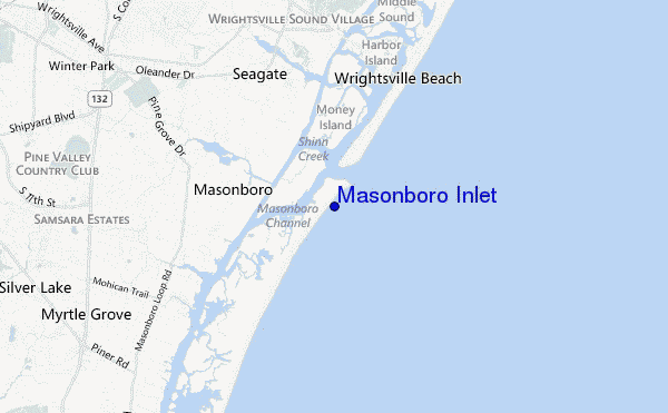 mapa de localização de Masonboro Inlet
