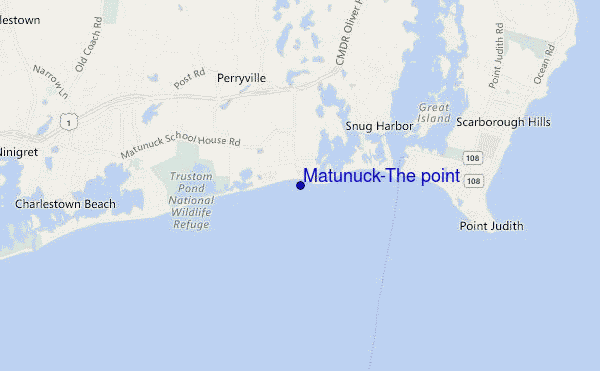 mapa de localização de Matunuck-The point