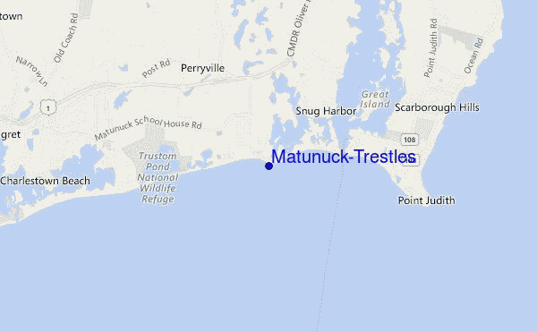 mapa de localização de Matunuck-Trestles