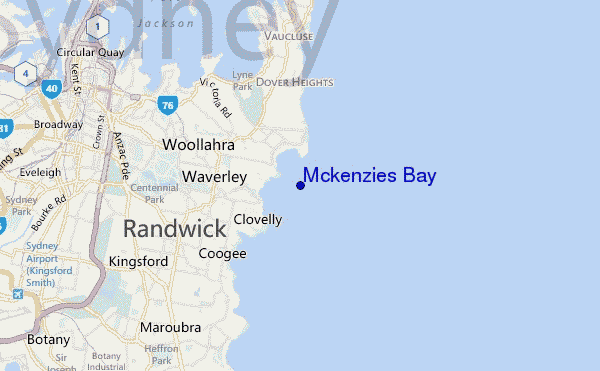 mapa de localização de Mckenzies Bay
