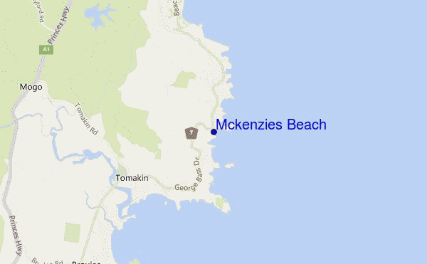 mapa de localização de Mckenzies Beach