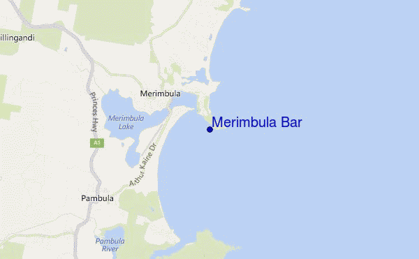 mapa de localização de Merimbula Bar