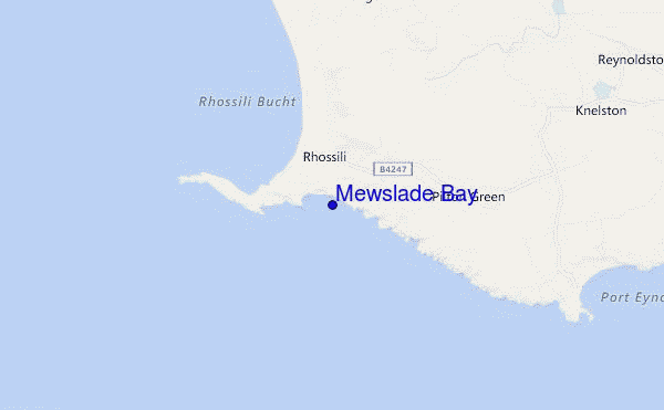 mapa de localização de Mewslade Bay