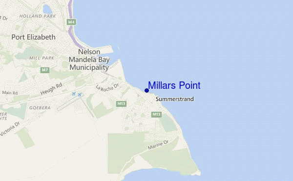 mapa de localização de Millars Point